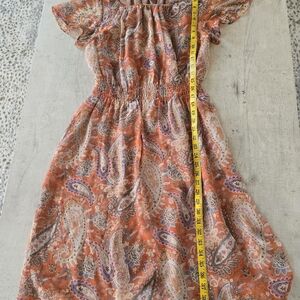 Sundance 100% Silk Paisley Flutter Sleeve Midi Dress